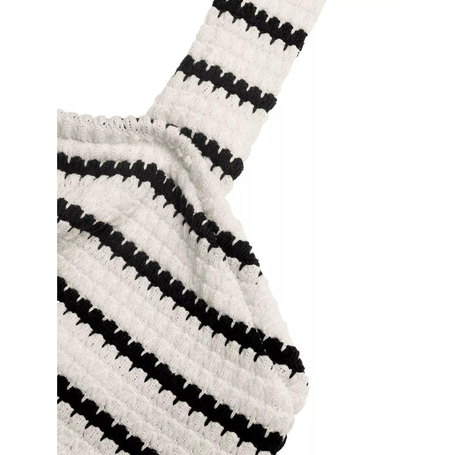 Striped Halter Neck Knit Mini Dress Apparel and Accessories