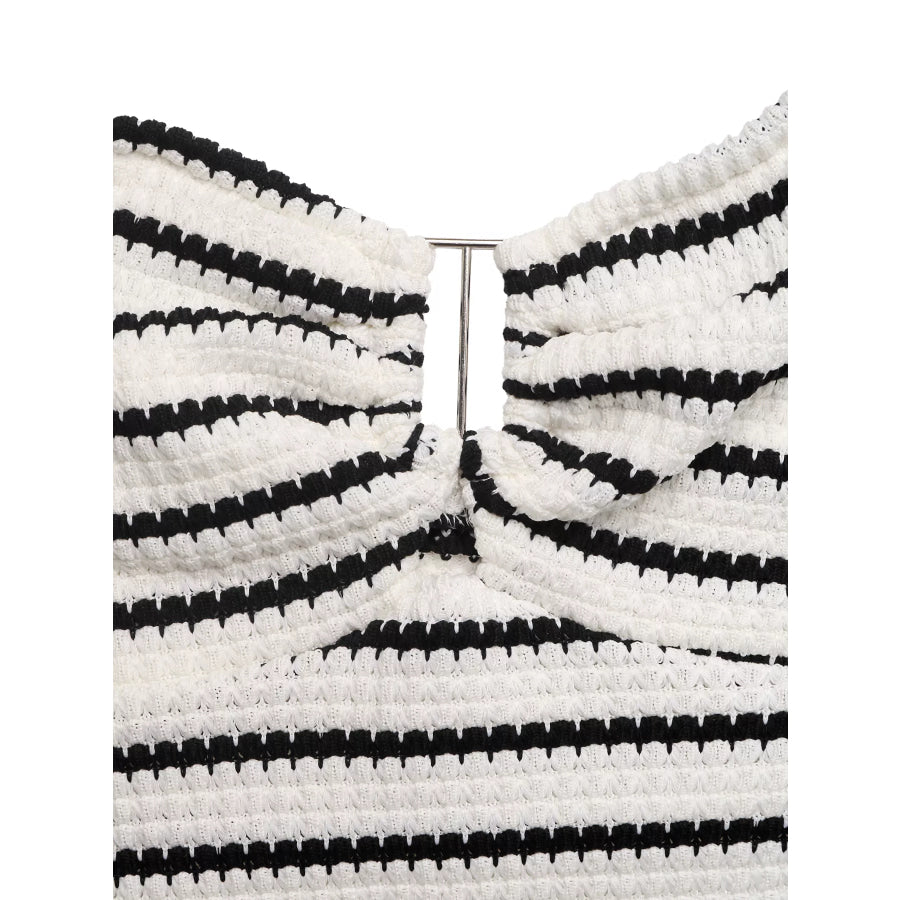 Striped Halter Neck Knit Mini Dress Apparel and Accessories