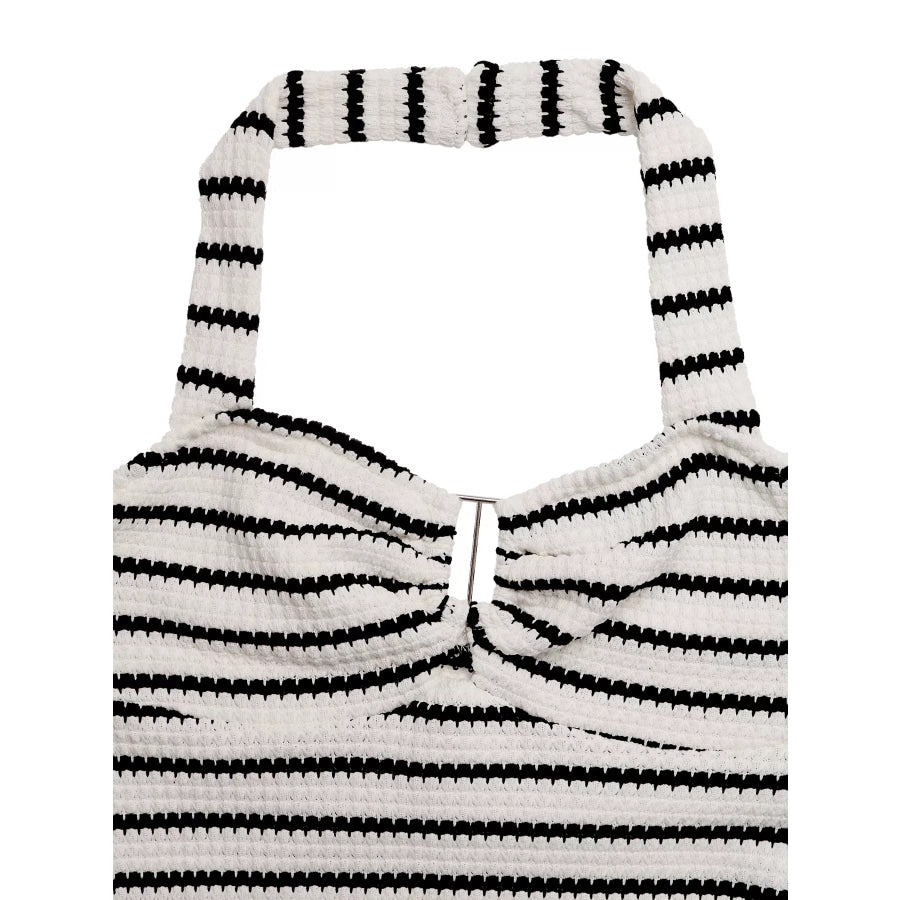 Striped Halter Neck Knit Mini Dress Apparel and Accessories