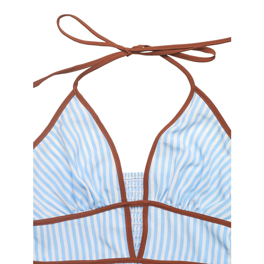Striped Halter Neck Maxi Dress Apparel and Accessories
