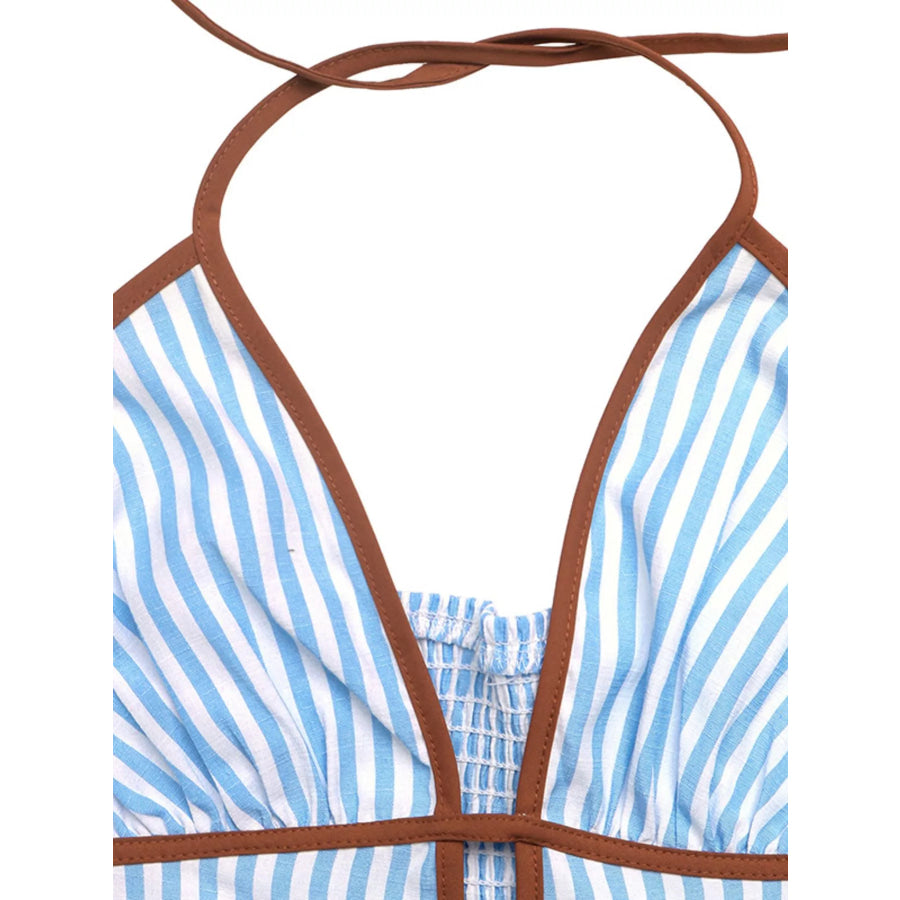 Striped Halter Neck Maxi Dress Apparel and Accessories
