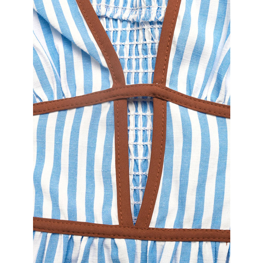 Striped Halter Neck Maxi Dress Apparel and Accessories