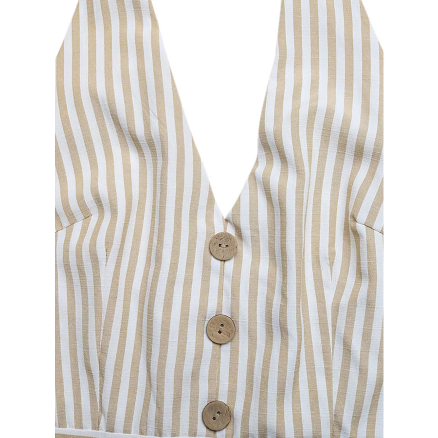 Striped Halter Neck Romper Apparel and Accessories