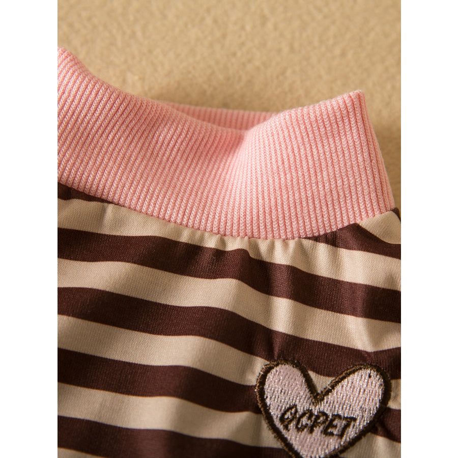 Striped Heart Patch Pet Top Apparel and Accessories