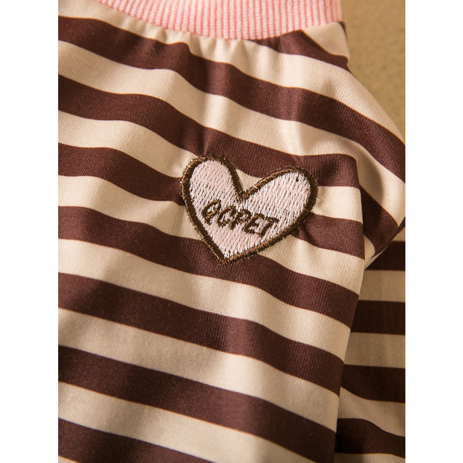 Striped Heart Patch Pet Top Apparel and Accessories