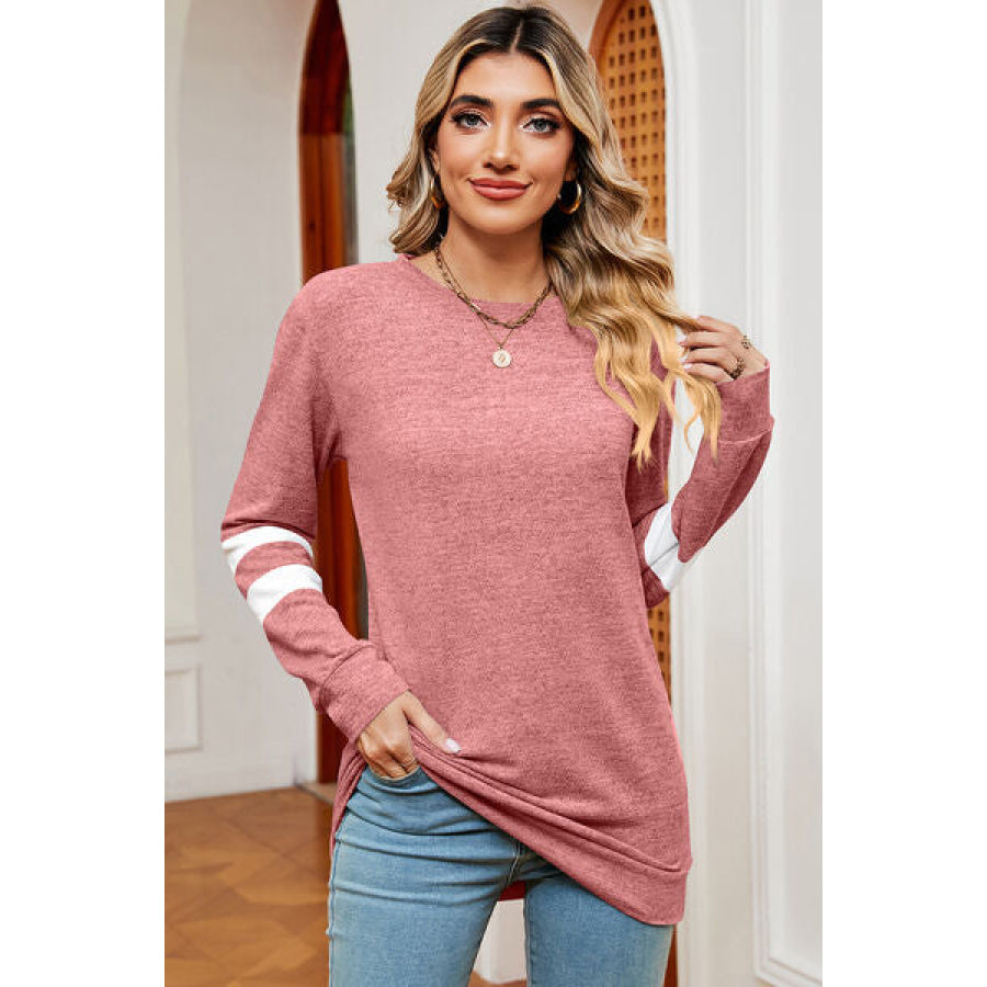 Striped Heathered Round Neck T - Shirt Apparel and Accessories