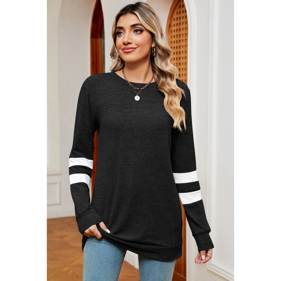 Striped Heathered Round Neck T - Shirt Apparel and Accessories