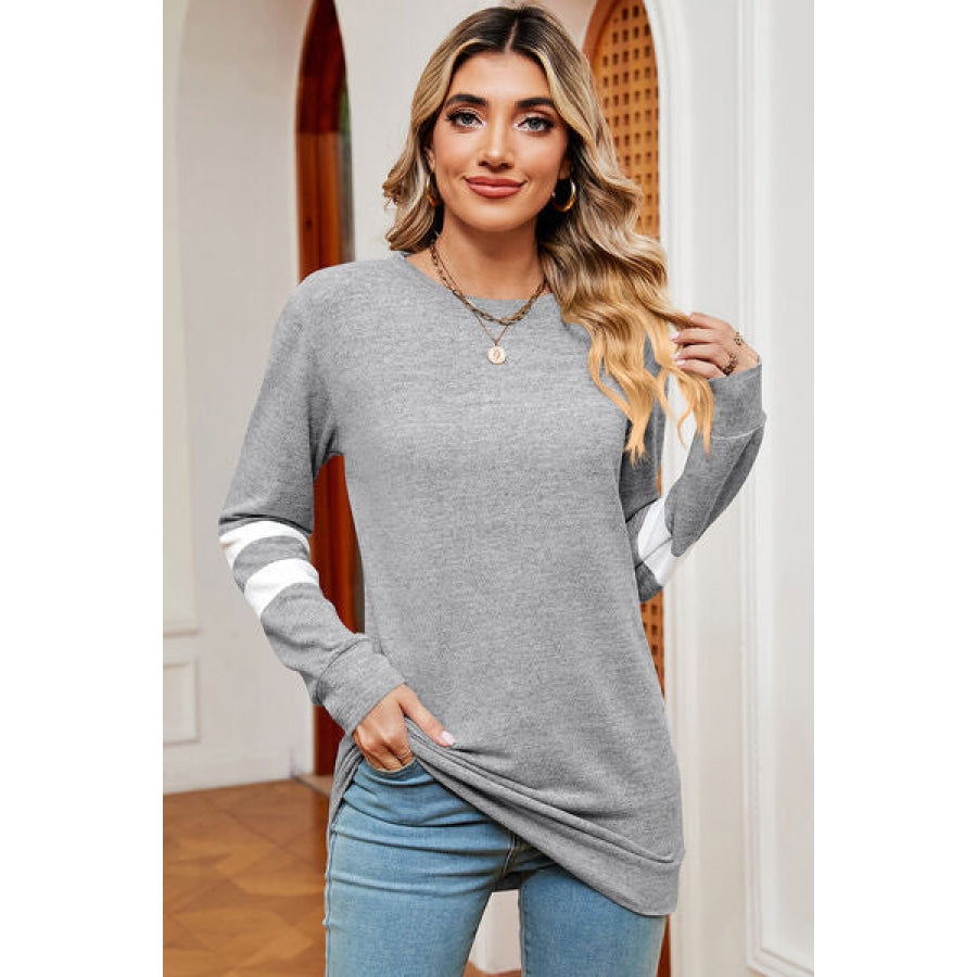 Striped Heathered Round Neck T - Shirt Apparel and Accessories