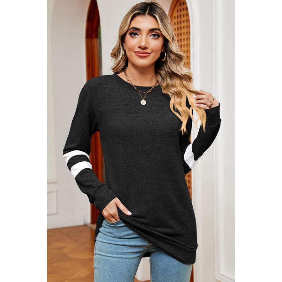 Striped Heathered Round Neck T - Shirt Apparel and Accessories