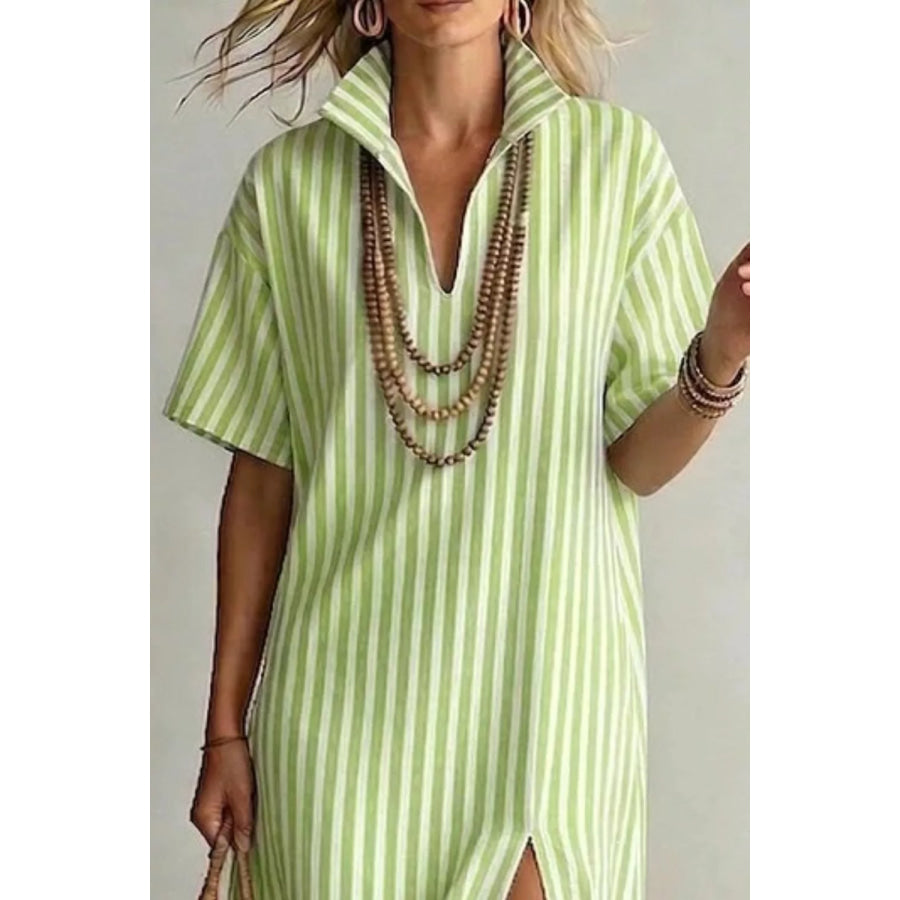 Striped High Slit Maxi Dress Apparel and Accessories
