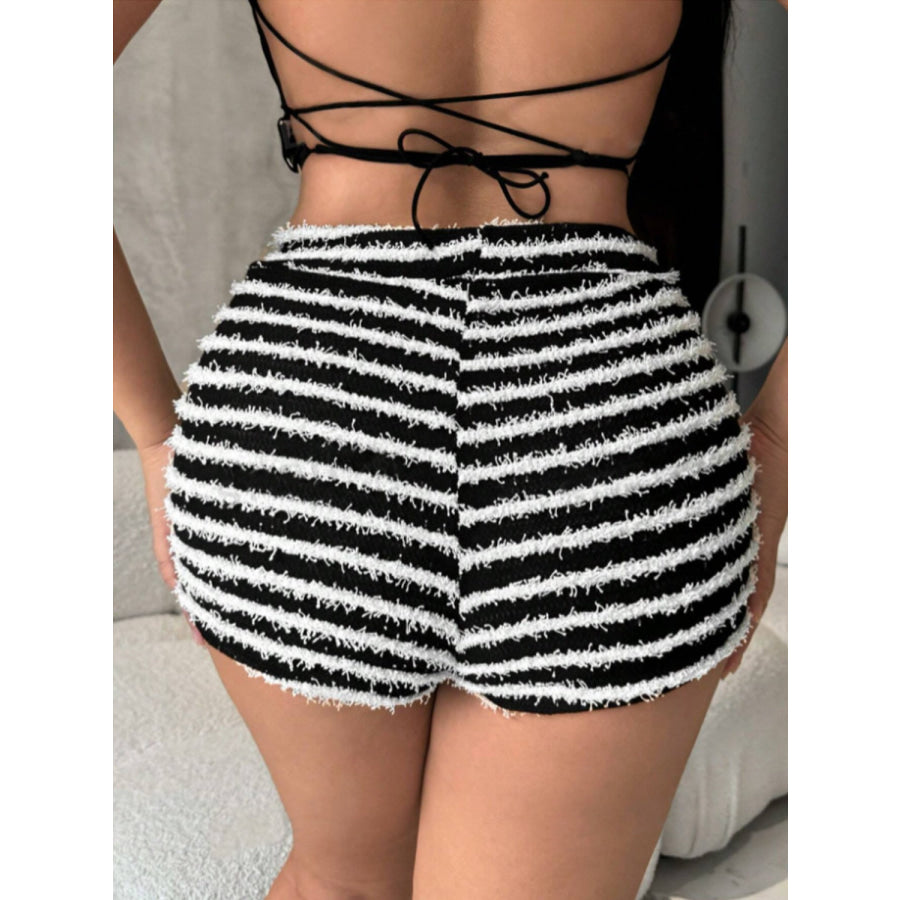 Striped High Waist Shorts Apparel and Accessories