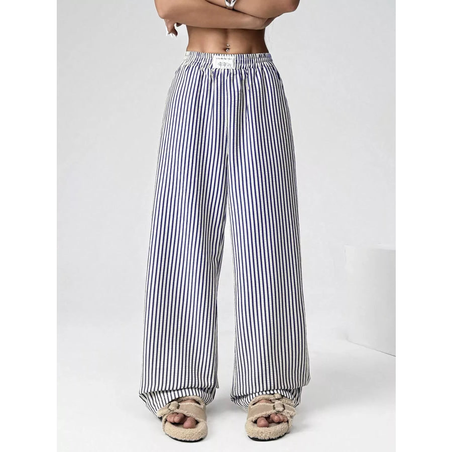 Striped High-Waisted Wide Leg Pants Apparel and Accessories