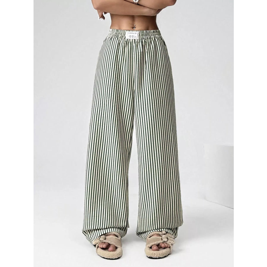 Striped High-Waisted Wide Leg Pants Apparel and Accessories