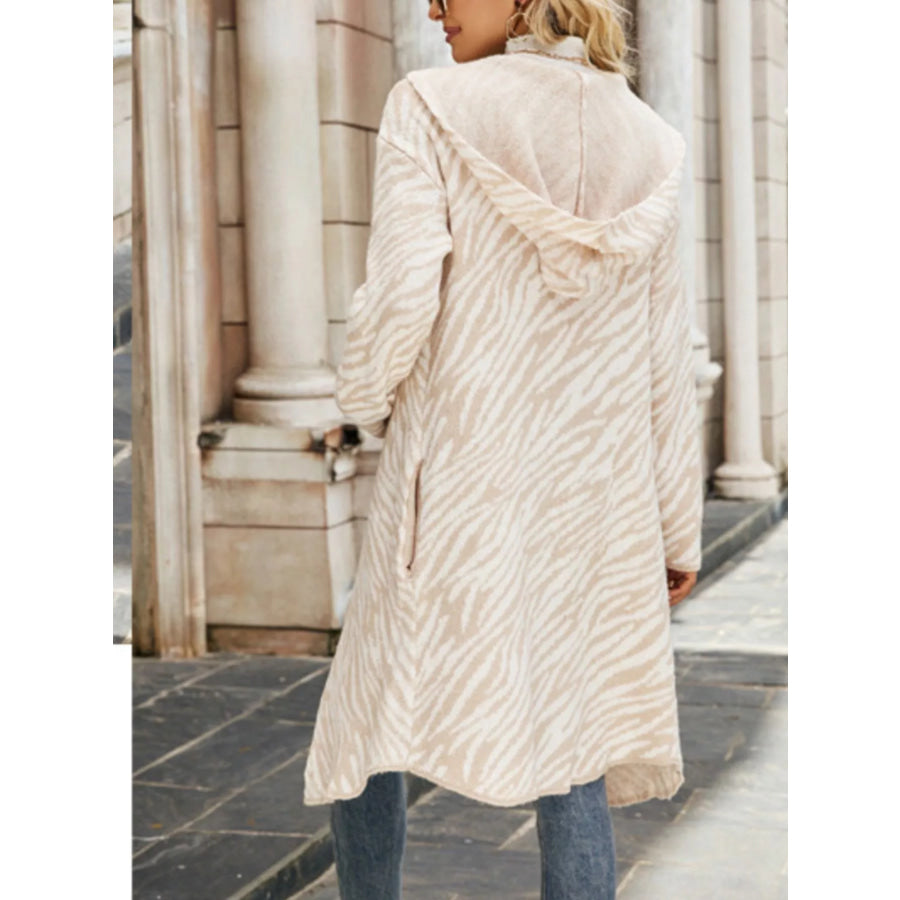 Striped Hooded Longline Cardigan Apparel and Accessories