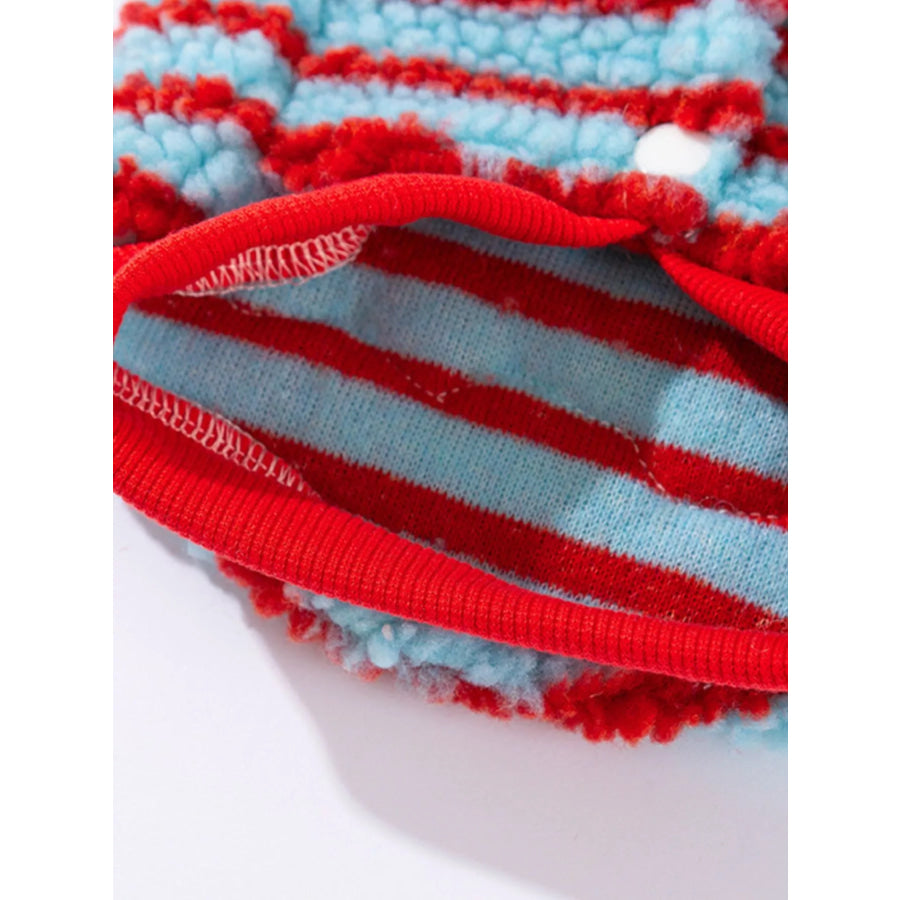 Striped Hooded Plush Pet Sweater Apparel and Accessories