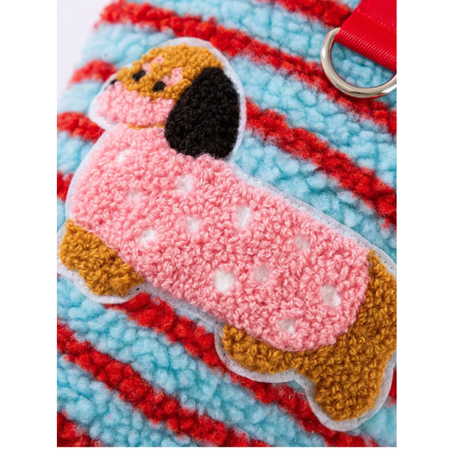 Striped Hooded Plush Pet Sweater Apparel and Accessories