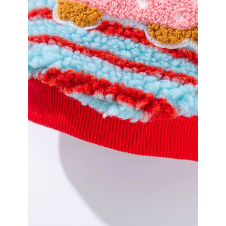 Striped Hooded Plush Pet Sweater Apparel and Accessories