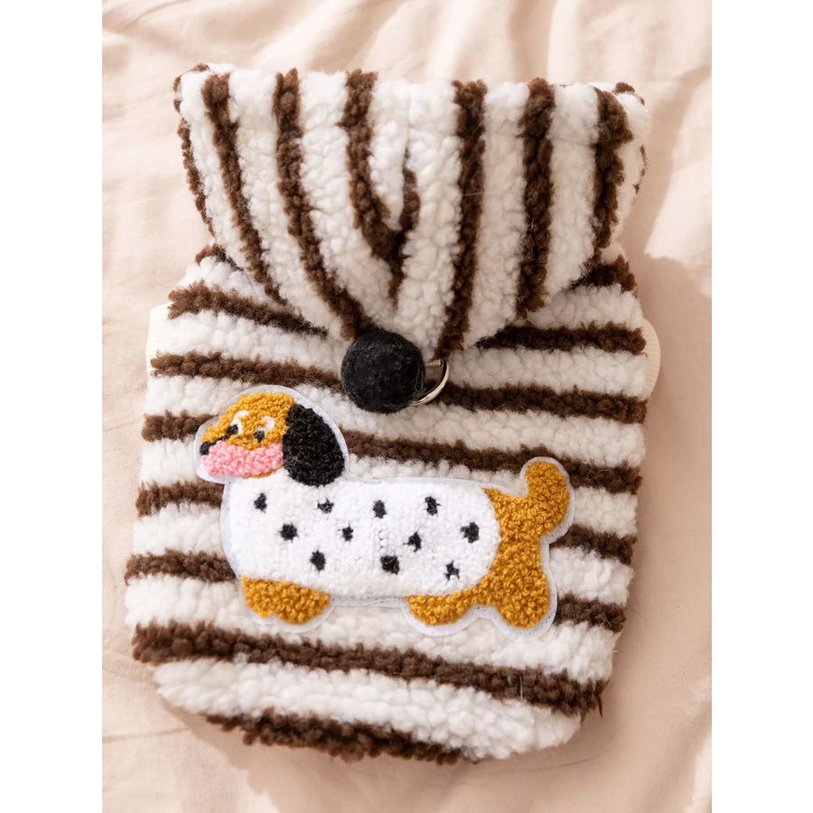 Striped Hooded Plush Pet Sweater Apparel and Accessories