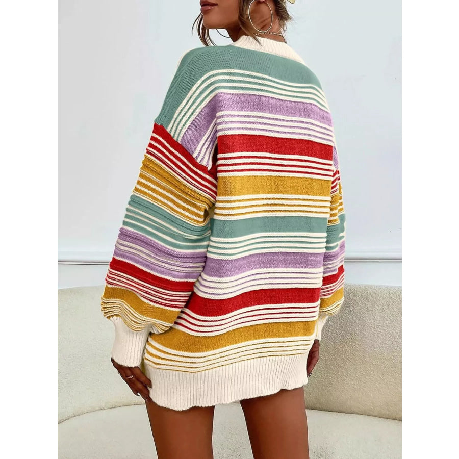 Striped Knit Long Sleeve Sweater Apparel and Accessories