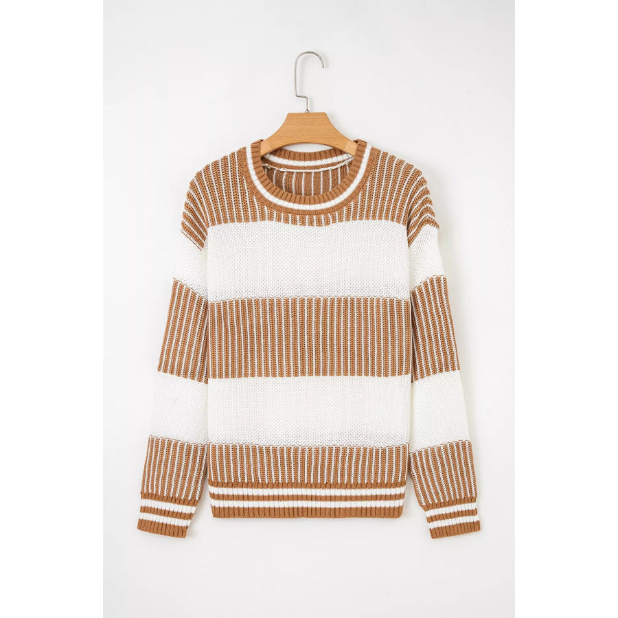 Striped Knit Long Sleeve Sweater Apparel and Accessories
