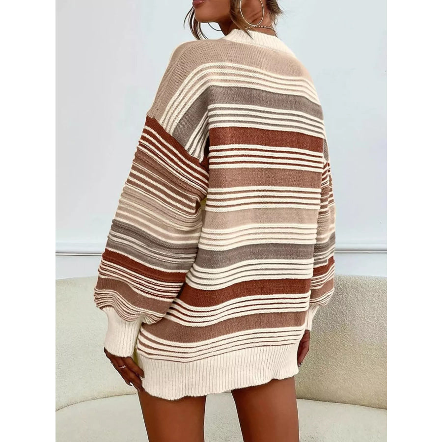 Striped Knit Long Sleeve Sweater Apparel and Accessories