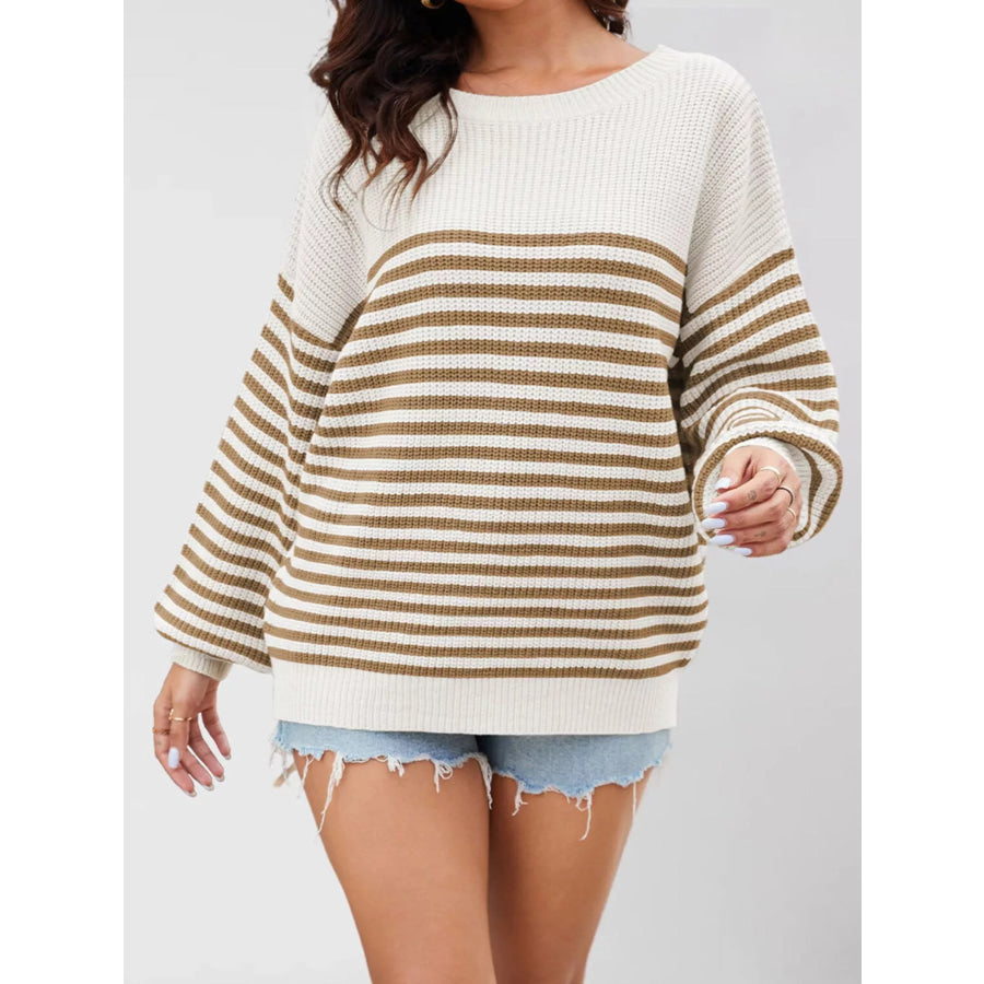 Striped Knit Long Sleeve Sweater Apparel and Accessories