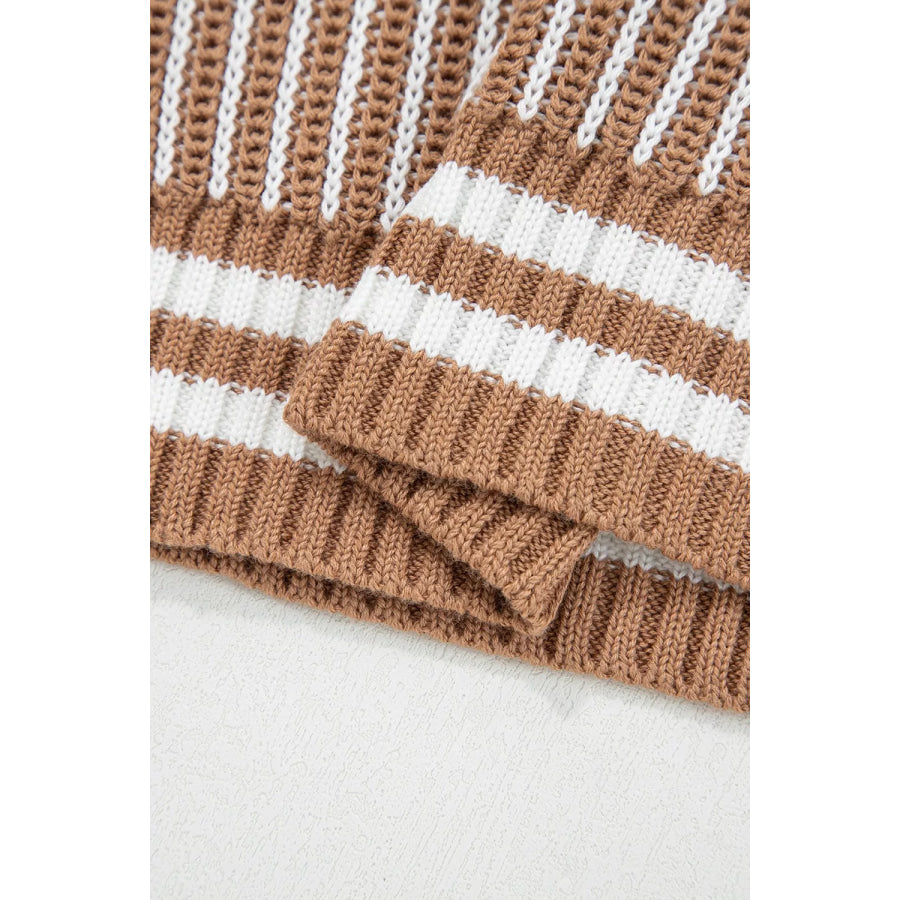 Striped Knit Long Sleeve Sweater Apparel and Accessories