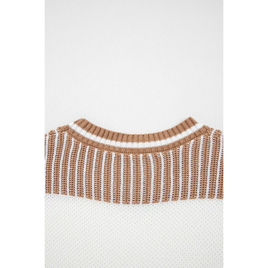 Striped Knit Long Sleeve Sweater Apparel and Accessories
