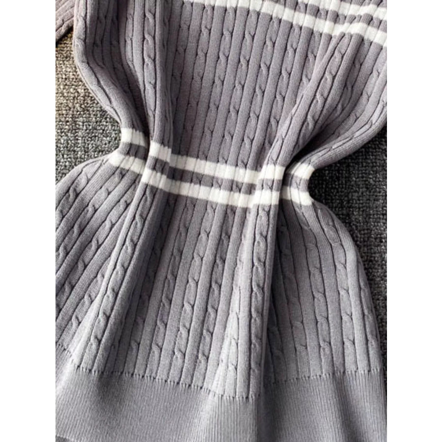 Striped Knit Polo Collar Top Apparel and Accessories