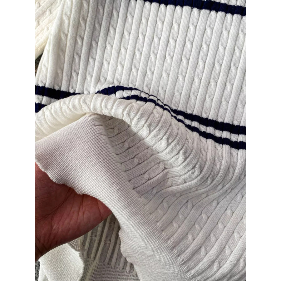 Striped Knit Polo Collar Top Apparel and Accessories