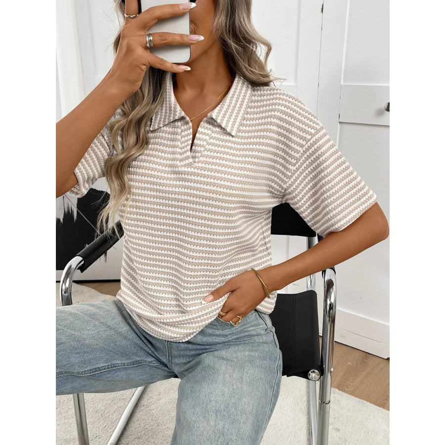 Striped Knit Short Sleeve Top Apparel and Accessories