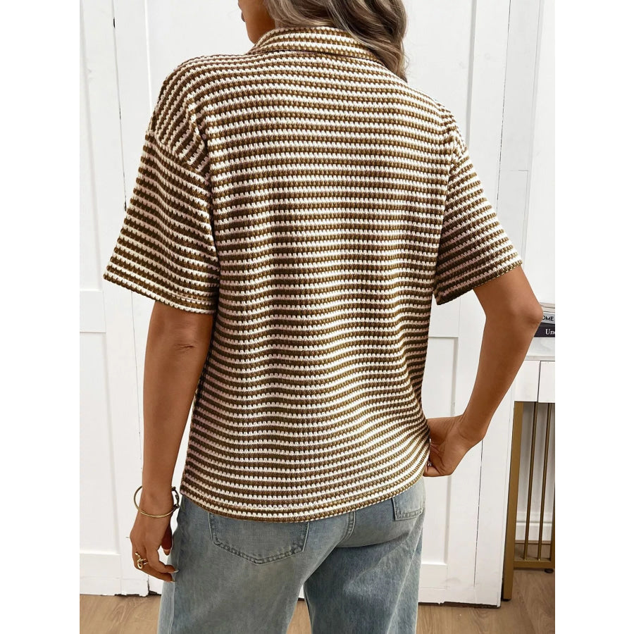Striped Knit Short Sleeve Top Apparel and Accessories