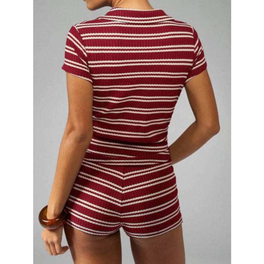 Striped Knit Short Sleeve Top & Shorts Set Apparel and Accessories