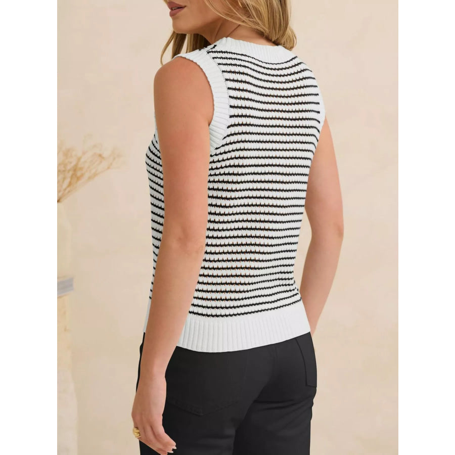 Striped Knit Sweater Vest Apparel and Accessories