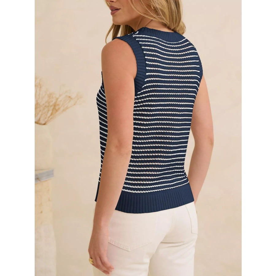 Striped Knit Sweater Vest Apparel and Accessories