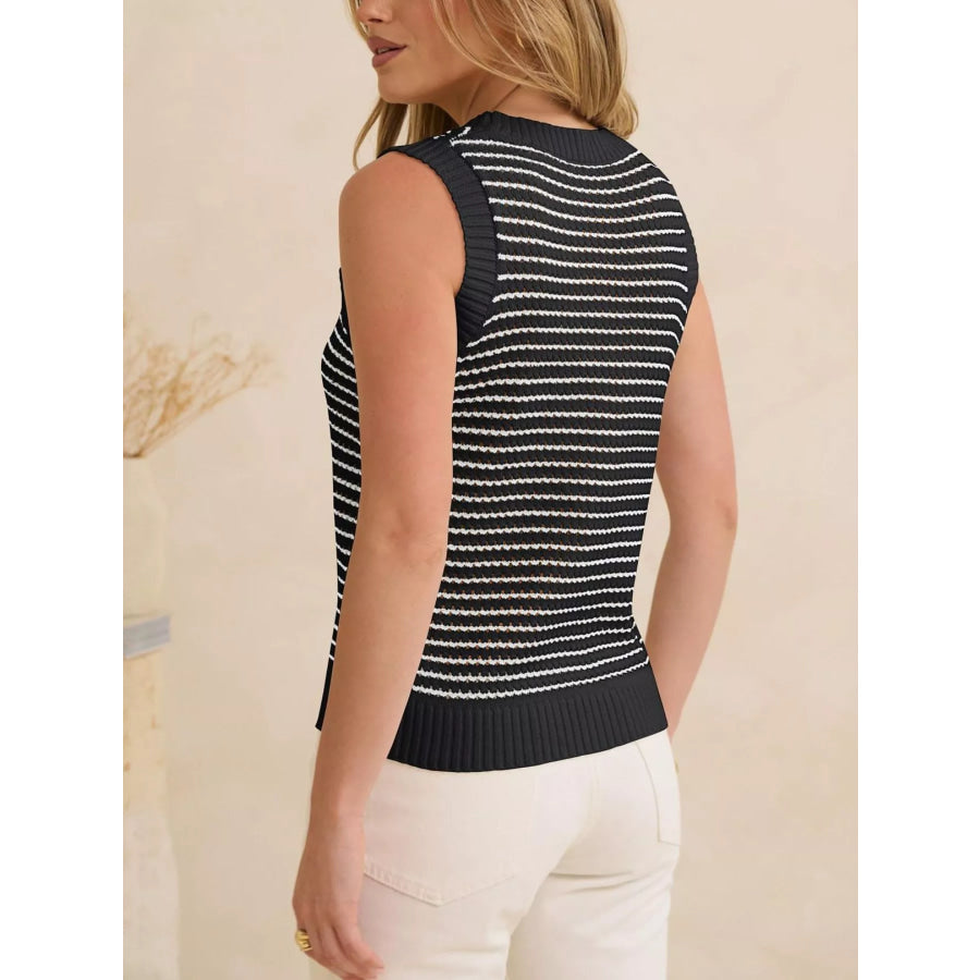 Striped Knit Sweater Vest Apparel and Accessories