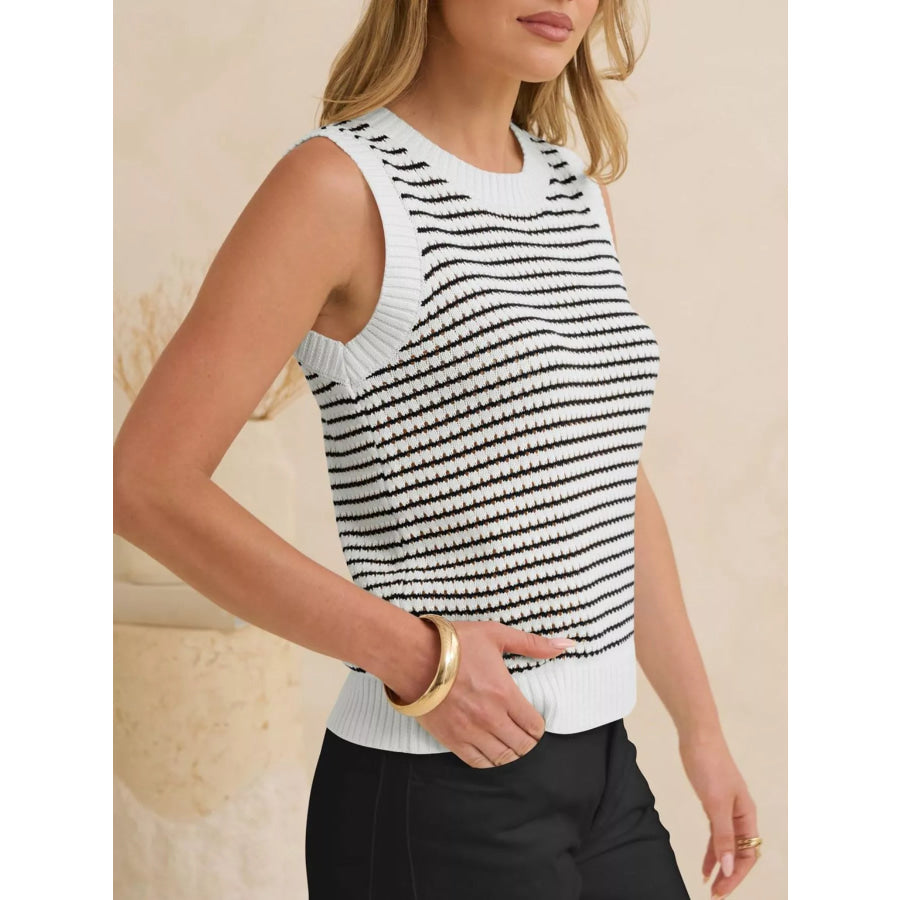 Striped Knit Sweater Vest Apparel and Accessories