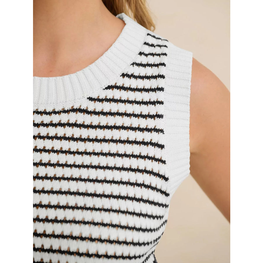 Striped Knit Sweater Vest Apparel and Accessories