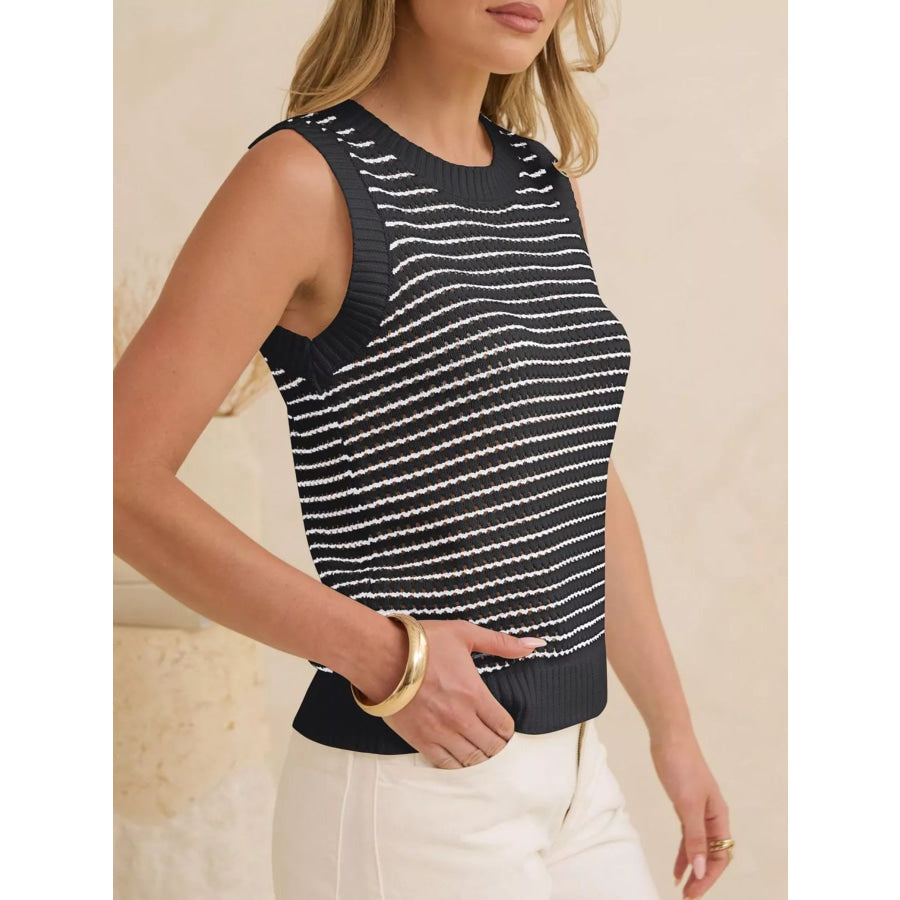 Striped Knit Sweater Vest Apparel and Accessories