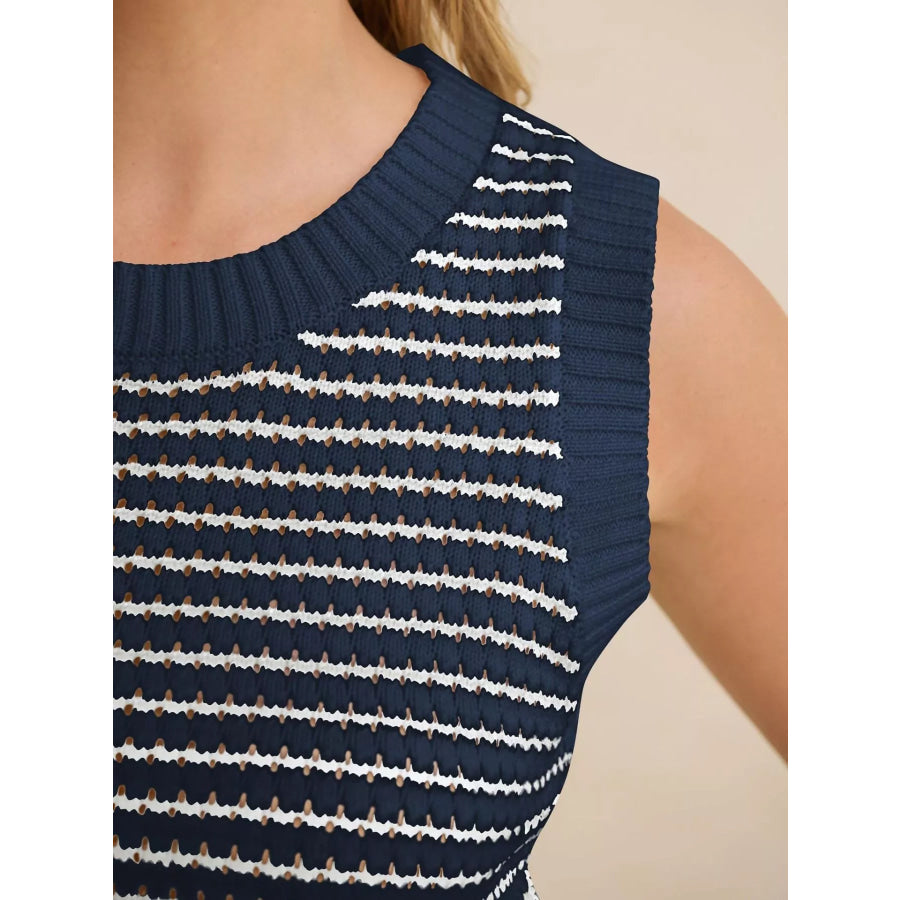 Striped Knit Sweater Vest Apparel and Accessories