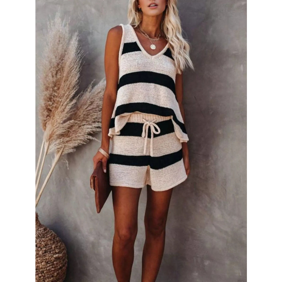 Striped Knit Tank and Shorts Set Apparel and Accessories