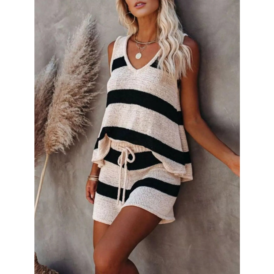 Striped Knit Tank and Shorts Set Apparel and Accessories