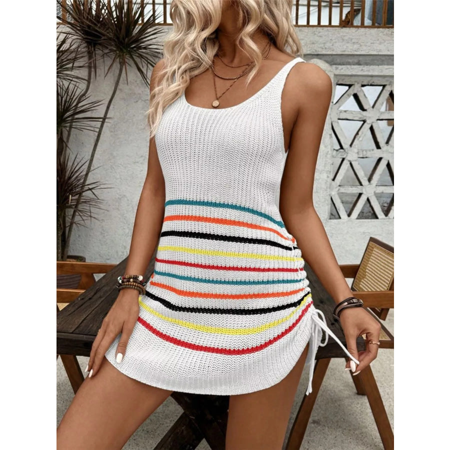 Striped Knit Tank Dress with Adjustable Side Ties Apparel and Accessories