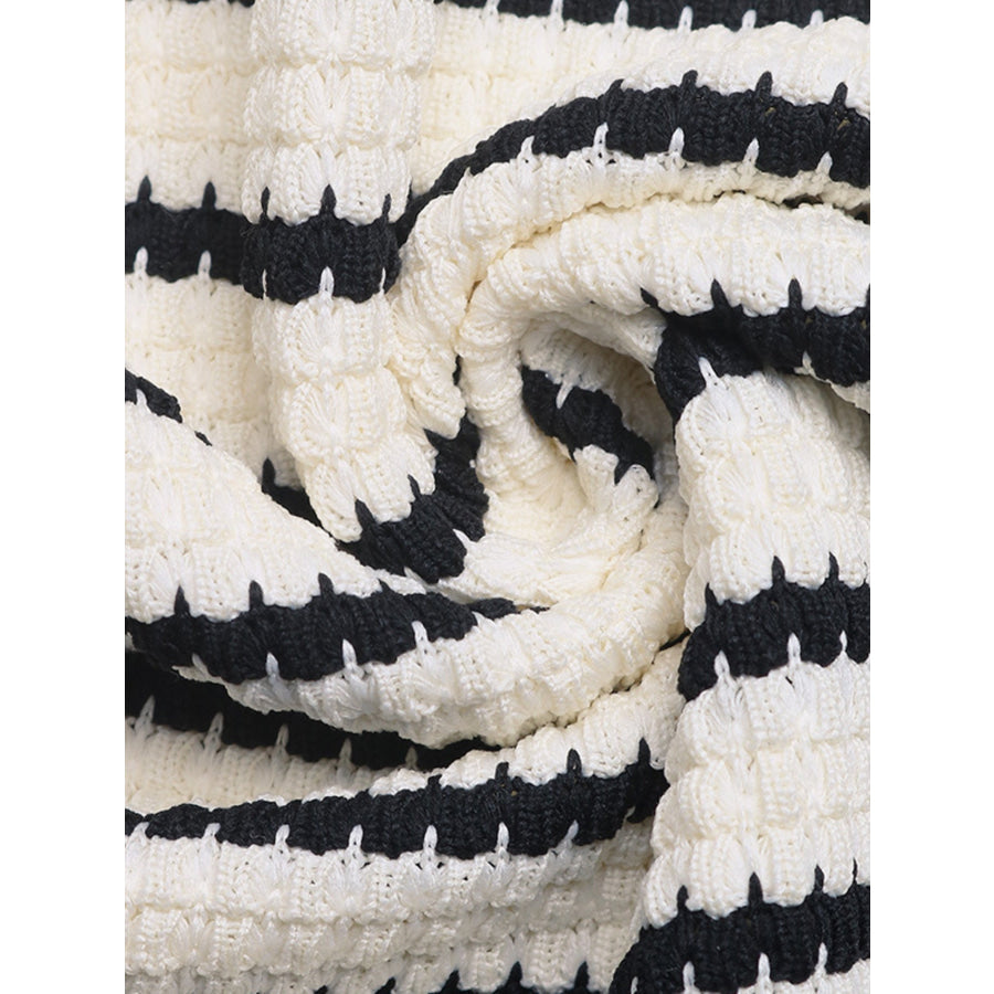 Striped Knit Twisted Bodycon Midi Dress Apparel and Accessories