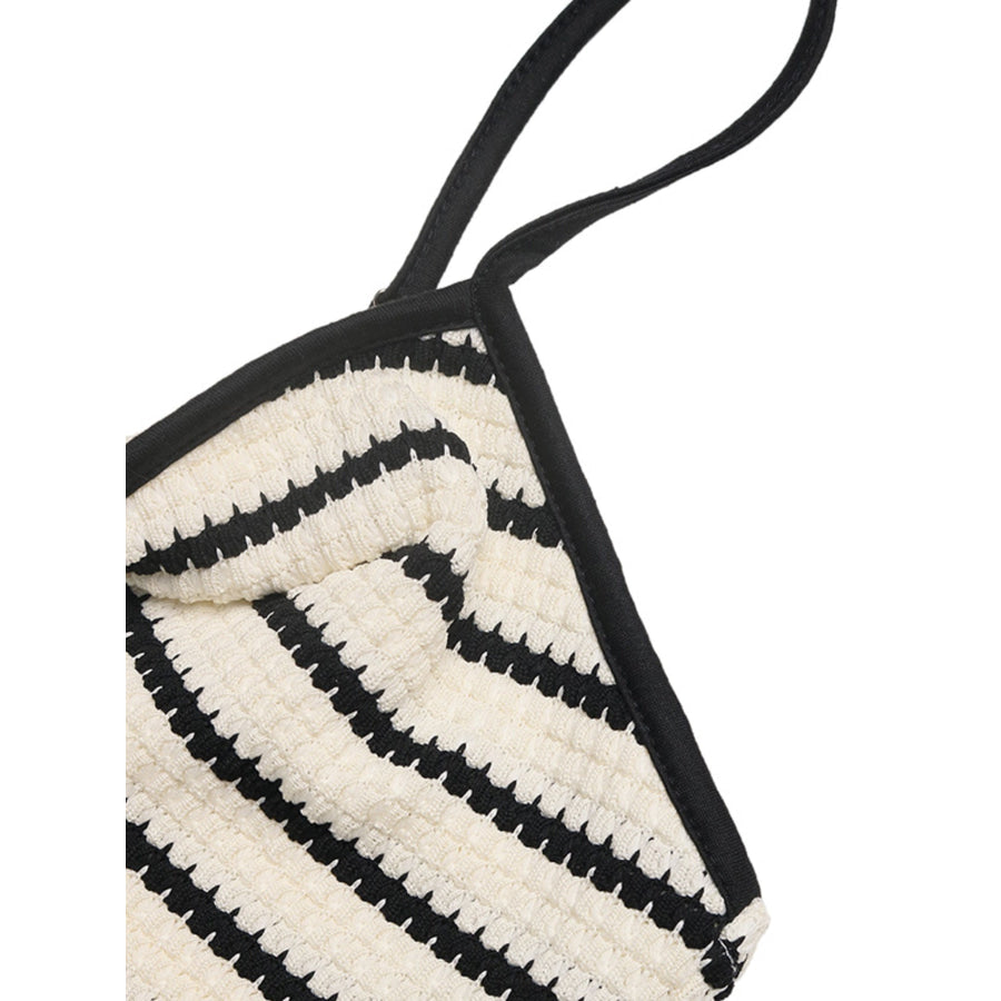 Striped Knit Twisted Bodycon Midi Dress Apparel and Accessories