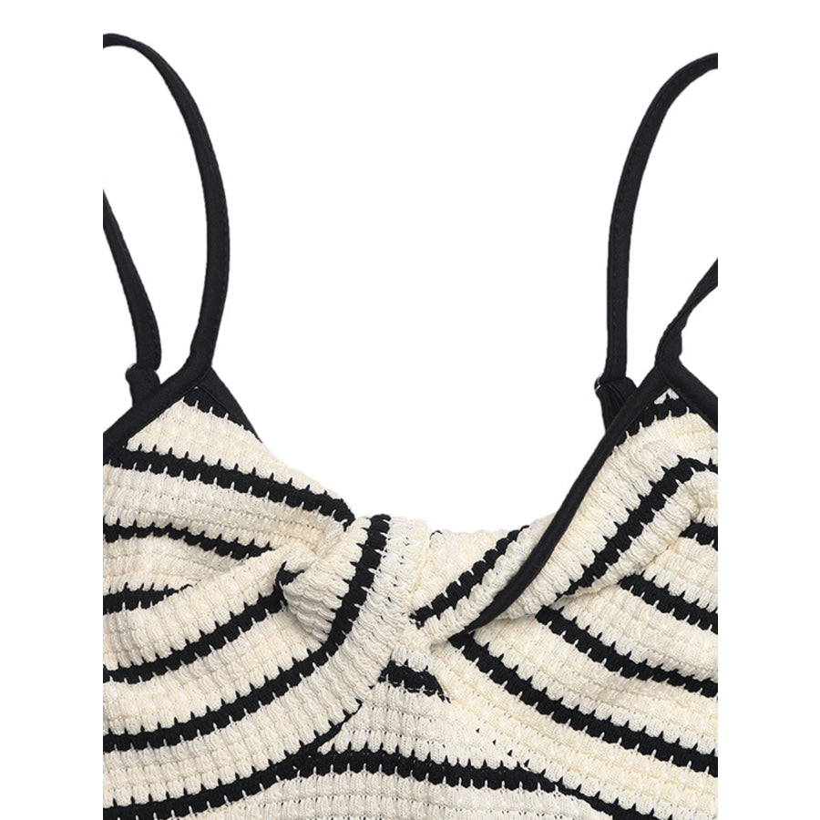 Striped Knit Twisted Bodycon Midi Dress Apparel and Accessories