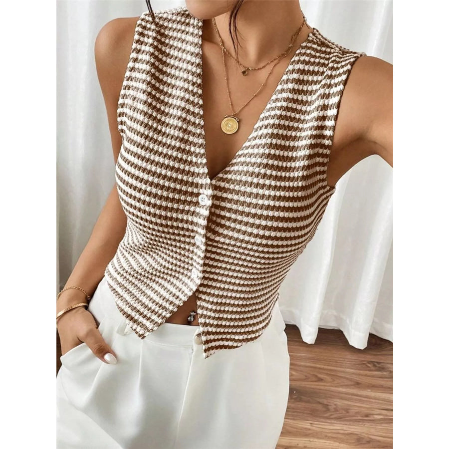 Striped Knit V-Neck Vest Apparel and Accessories