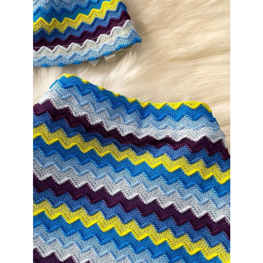 Striped Knitted Halter Top and Maxi Skirt Set Apparel and Accessories