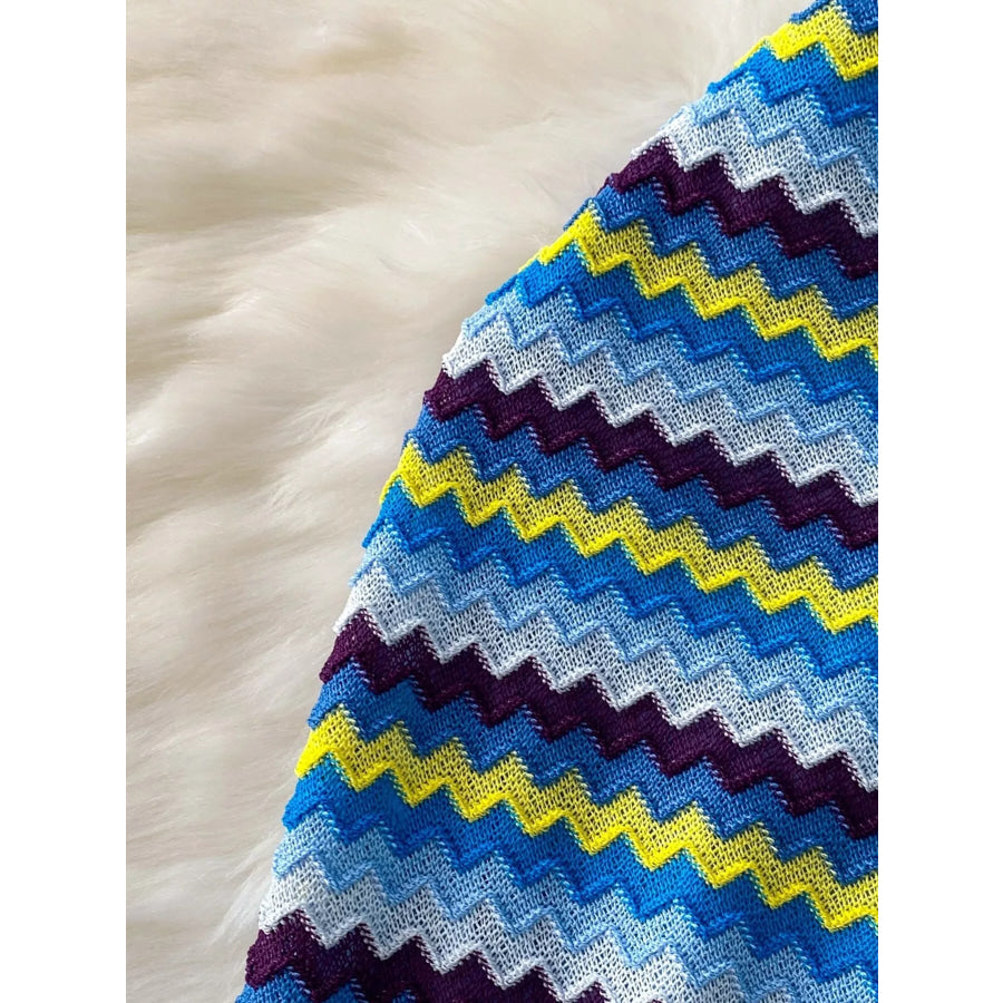 Striped Knitted Halter Top and Maxi Skirt Set Apparel and Accessories