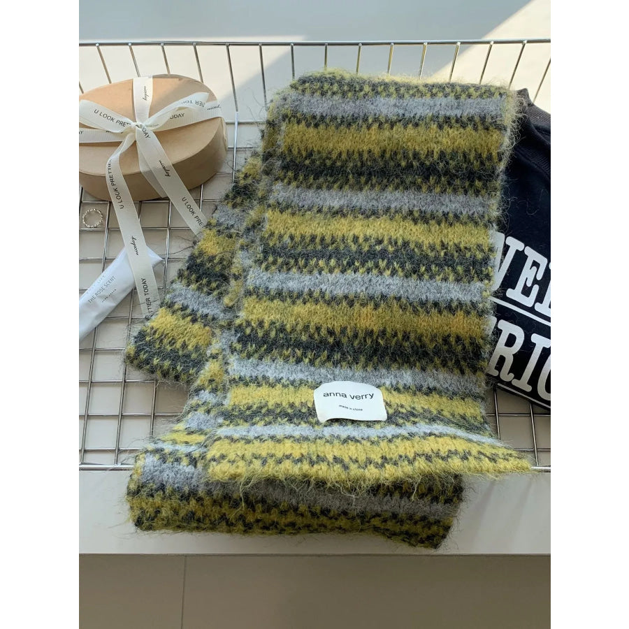Striped Knitted Warm Scarf Apparel and Accessories